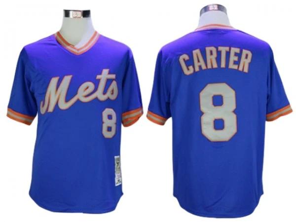 New York Mets #8 Gary Carter Blue 1987 Throwback Jersey by My Store