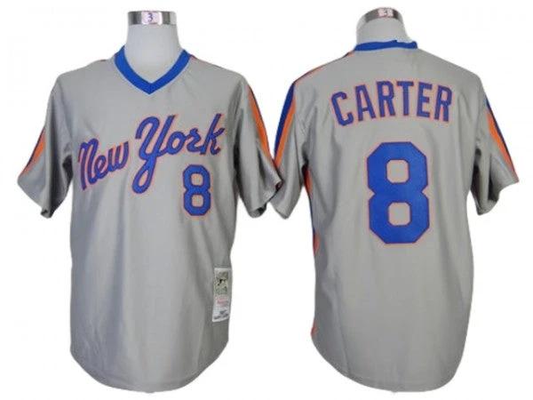 New York Mets #8 Gary Carter Gray 1987 Throwback Jersey by My Store