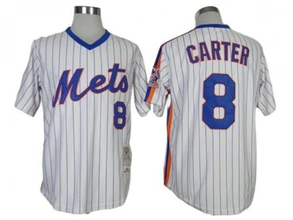 New York Mets #8 Gary Carter White Pinstripe Throwback Jersey by My Store