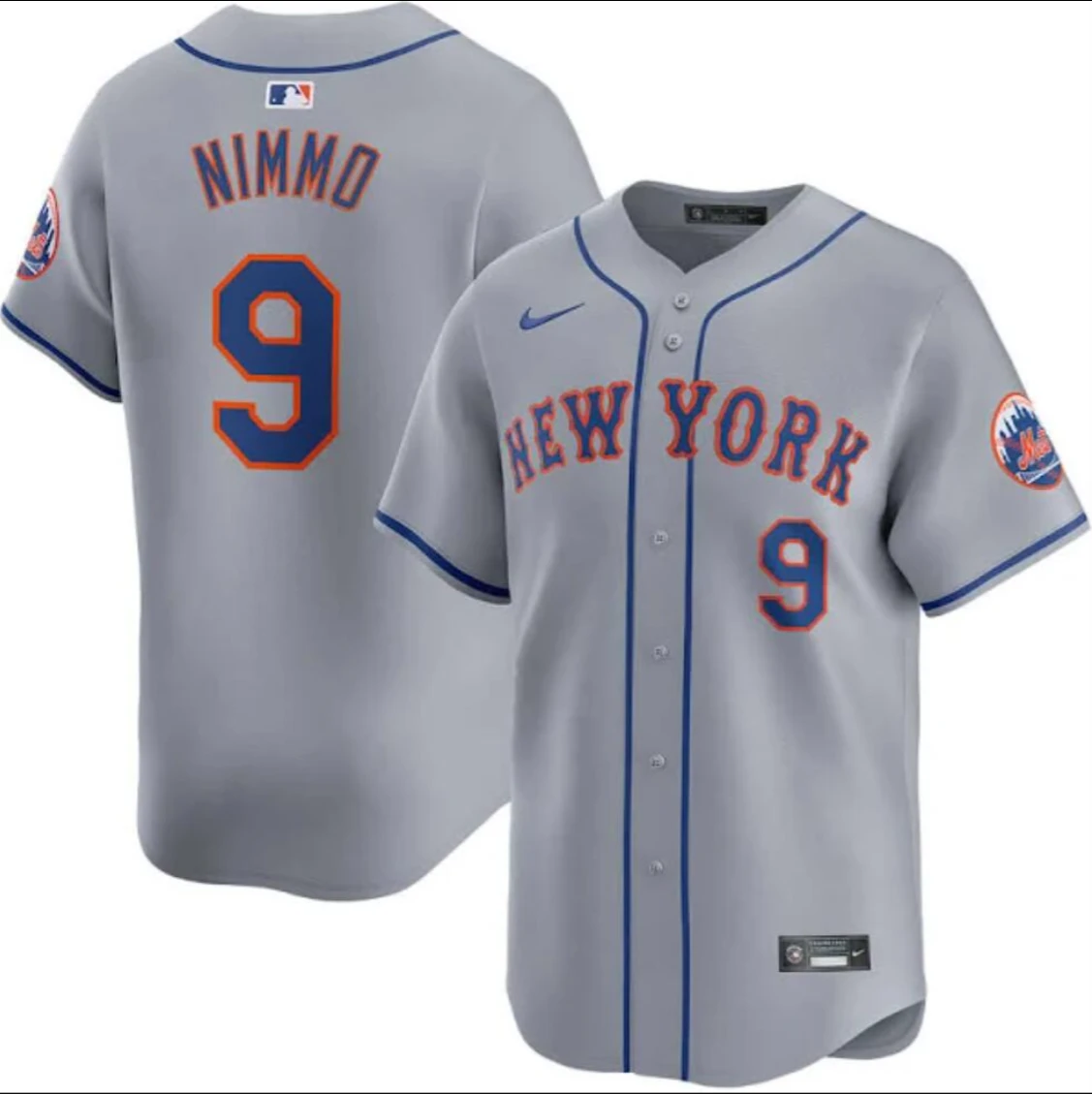 New York Mets #9 Brandon Nimmo Jersey Stitched Grey by My Store