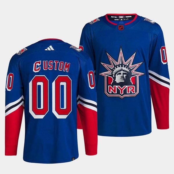 New York Rangers Custom Blue 2022 Reverse Retro Stitched Jersey by Hockey David