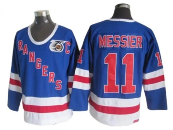 New York Rangers #11 Mark Messier Blue 75TH Vintage CCM Jersey by Hockey David