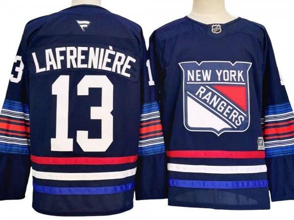 New York Rangers #13 Alexis Lafreniere Navy Alternate 2024 Jersey by Hockey David