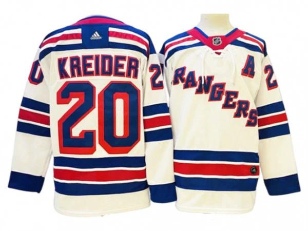 New York Rangers #20 Chris Kreider White Away Jersey by Hockey David