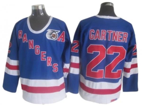 New York Rangers #22 Mike Gartner Blue 75TH Vintage CCM Jersey by Hockey David