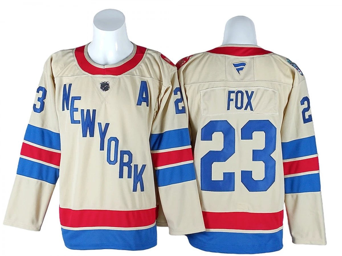 New York Rangers #23 Adam Fox Beige 2026 NHL Winter Classic Jersey by Hockey David