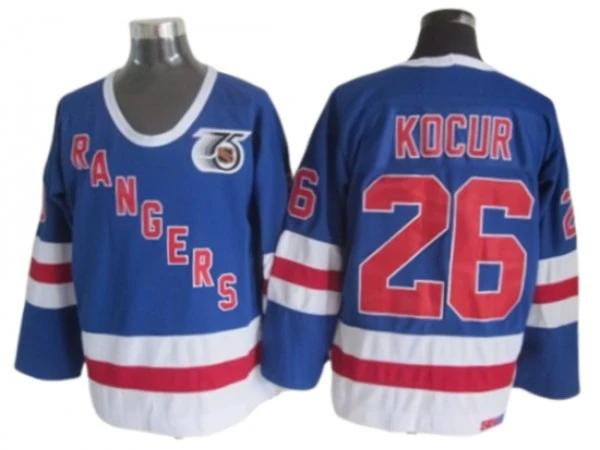 New York Rangers #26 Joey Kocur Blue 75TH Vintage CCM Jersey by Hockey David