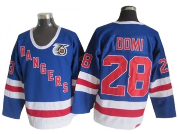 New York Rangers #28 Tie Domi Blue 75TH Vintage CCM Jersey by Hockey David