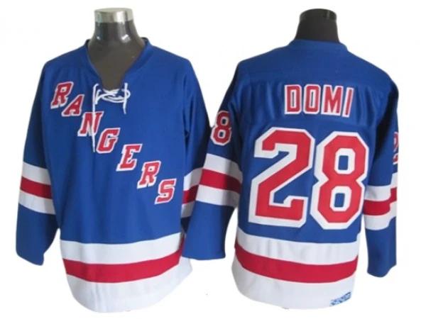 New York Rangers #28 Tie Domi Blue Vintage CCM Jersey by Hockey David
