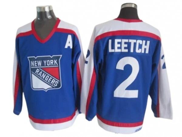 New York Rangers #2 Brian Leetch Blue 1977 Vintage CCM Jersey by Hockey David