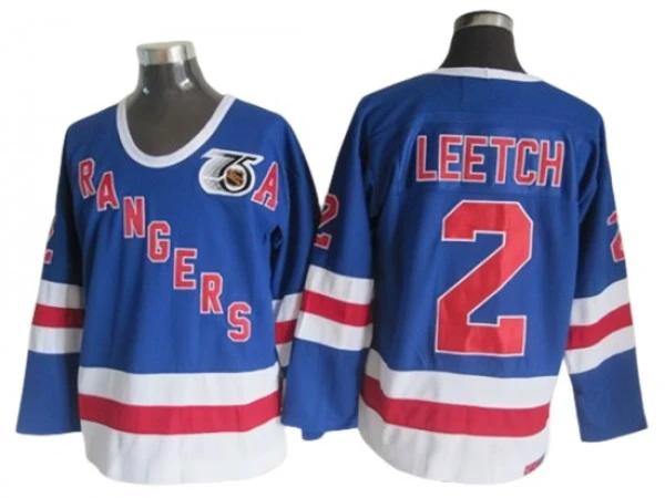 New York Rangers #2 Brian Leetch Blue 75TH Vintage CCM Jersey by Hockey David