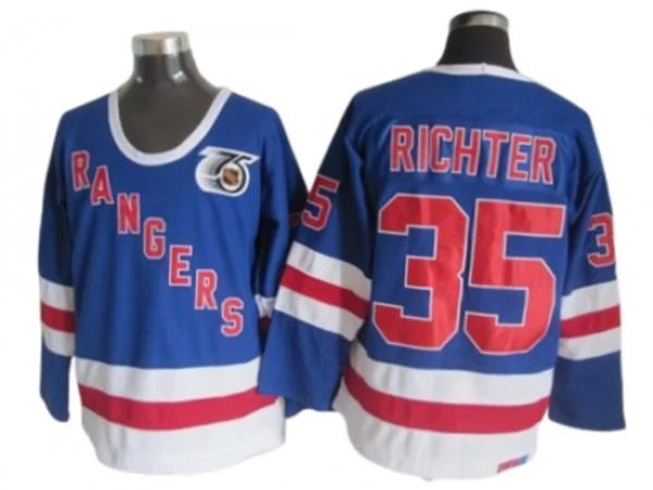 New York Rangers #35 Mike Richter Blue 75TH Vintage CCM Jersey by Hockey David