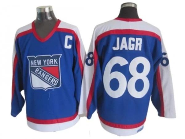 New York Rangers #68 Jaromir Jagr Blue 1977 Vintage CCM Jersey by Hockey David