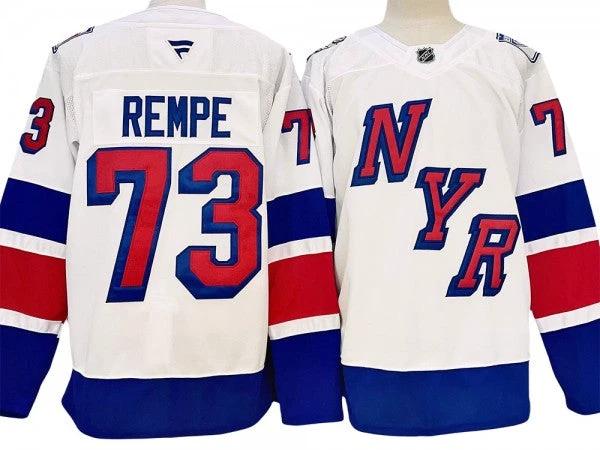 New York Rangers #73 Matt Rempe White NHL Stadium 2024 Jersey by Hockey David