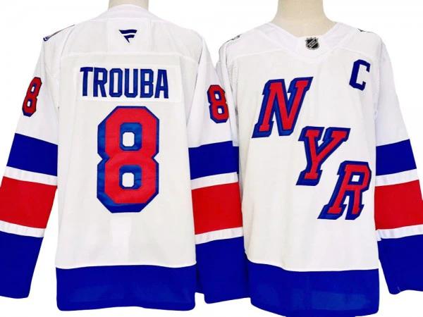 New York Rangers #8 Jacob Trouba White 2024 Stadium Jersey by Hockey David