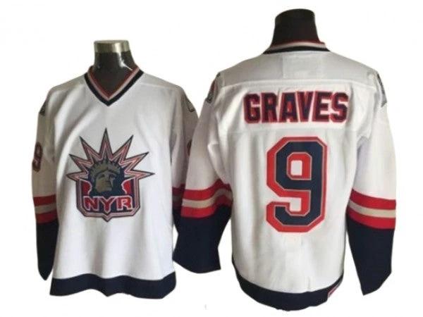 New York Rangers #9 Adam Graves 1998 Vintage CCM Jersey -White by Hockey David