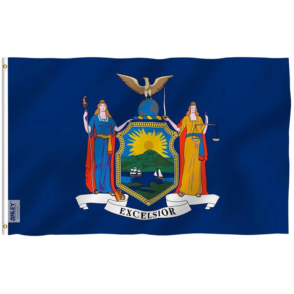 New York State Flag - New Yorker NY Flag with Brass Grommets 3X5Ft Banner USA by flagsjustdoit