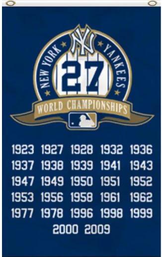 New York Yankees 27-Time World Champions flag 3X5Ft Banner USA Polyester with Brass Grommets by flagsjustdoit