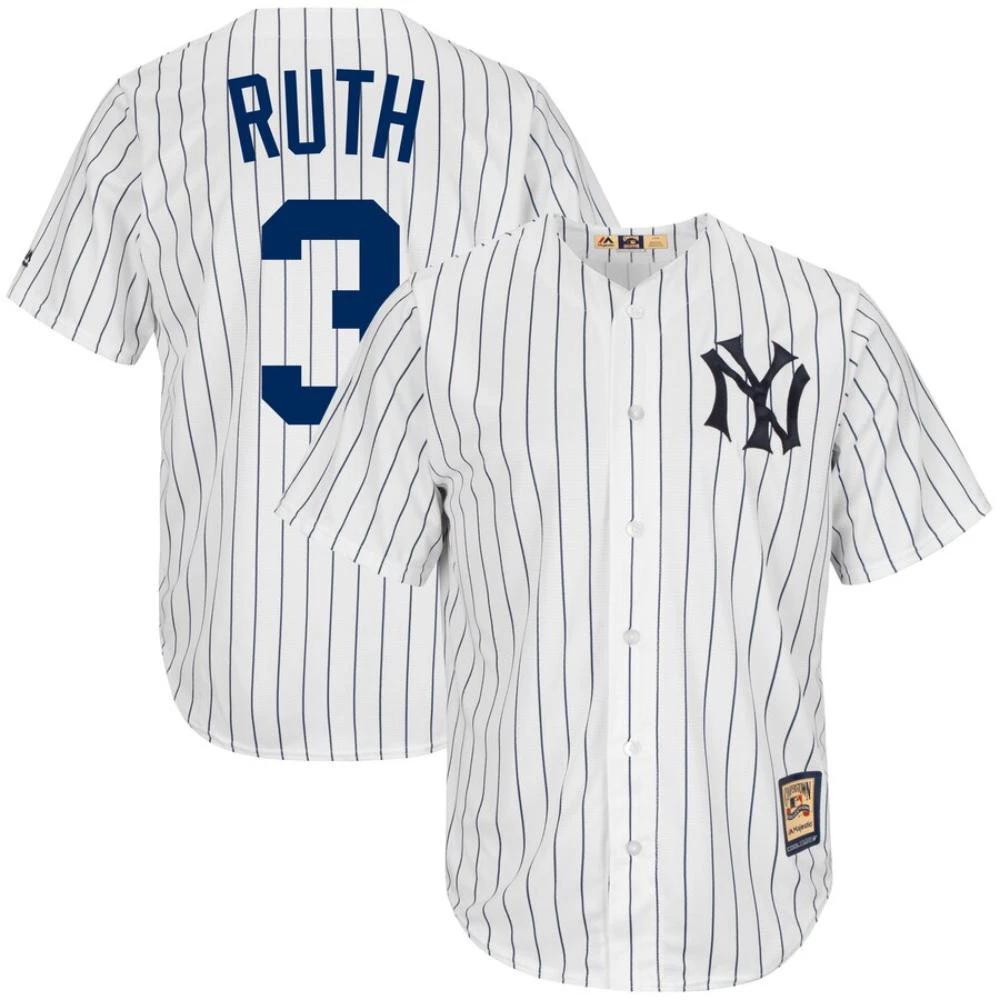 New York Yankees Babe Ruth White Throwback Jersey by My Store