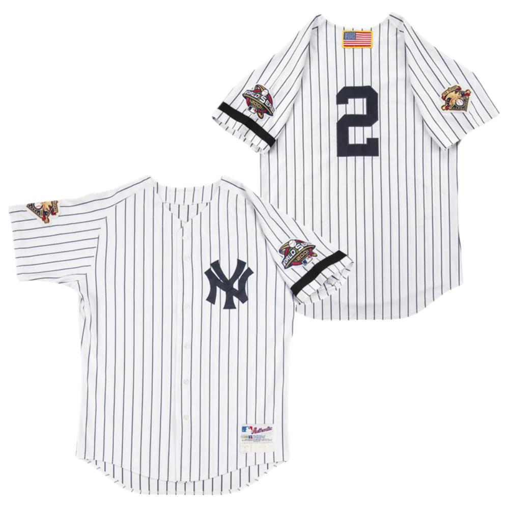 New York Yankees Derek Jeter White 2001 Throwback Jersey by My Store