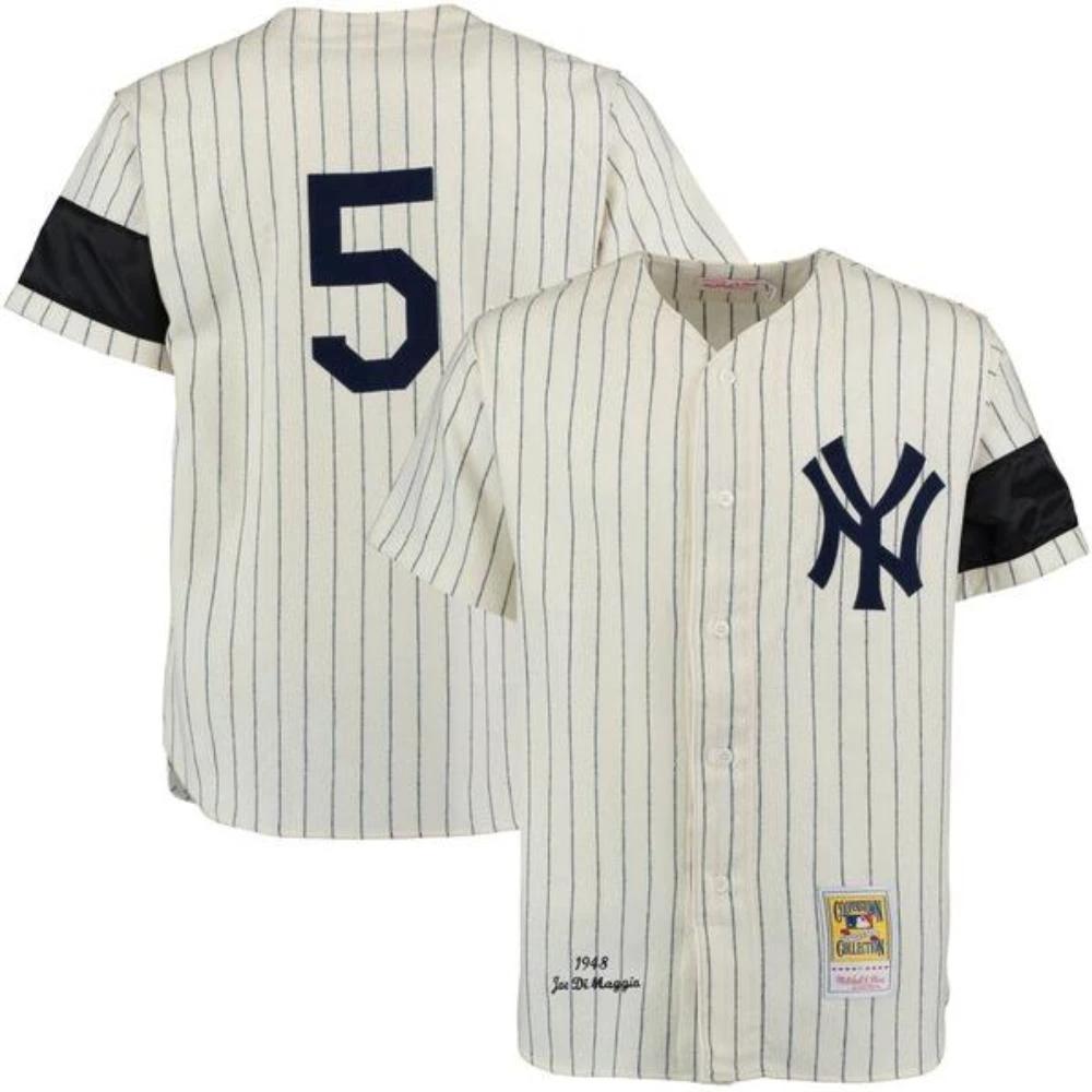 New York Yankees Joe DiMaggio Cream 1948 Throwback Jersey by My Store