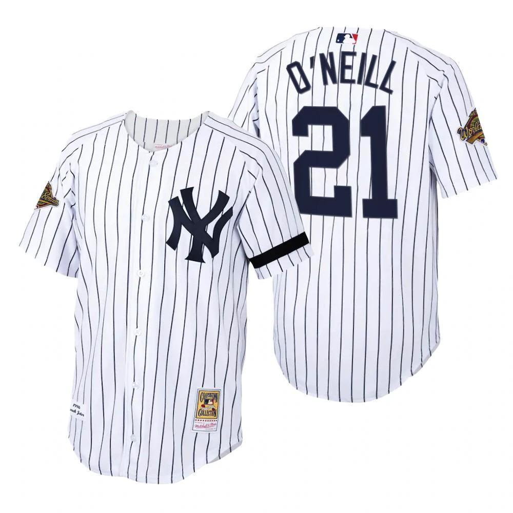 New York Yankees Paul O'Neill White 1996 World Series Throwback Jersey by My Store