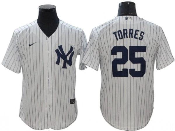 New York Yankees #25 Gleyber Torres Home Player Name Jersey - White by My Store