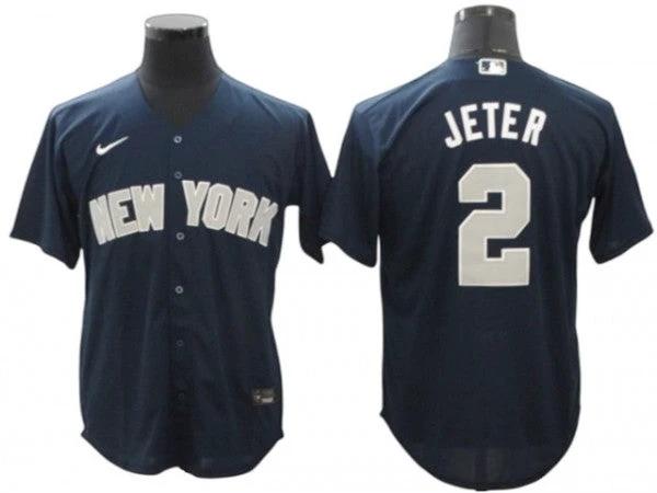 New York Yankees #2 Derek Jeter Alternate Player Name Jersey - Navy by My Store