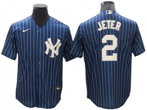 New York Yankees #2 Derek Jeter Blue Pinstripe Cool Base Jersey by My Store