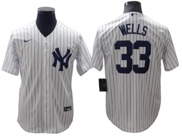 New York Yankees #33 David Wells White Home Player Name Jersey by My Store
