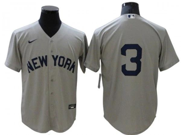 New York Yankees #3 Babe Ruth Away Limit Jersey - Gray by My Store