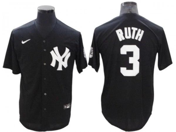 New York Yankees #3 Babe Ruth Black Fashion Cool Base Jersey by My Store