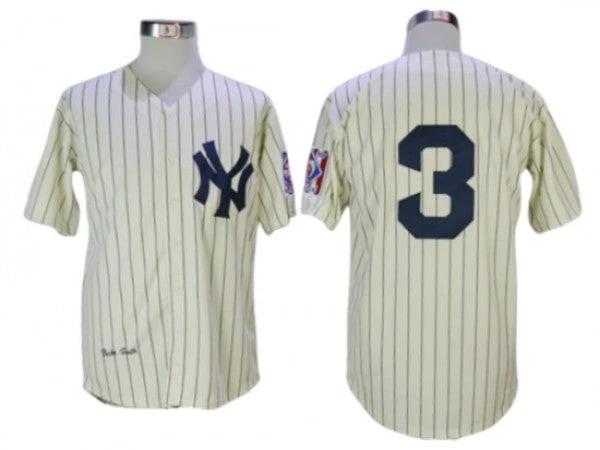New York Yankees #3 Babe Ruth Cream Throwback Jersey by My Store