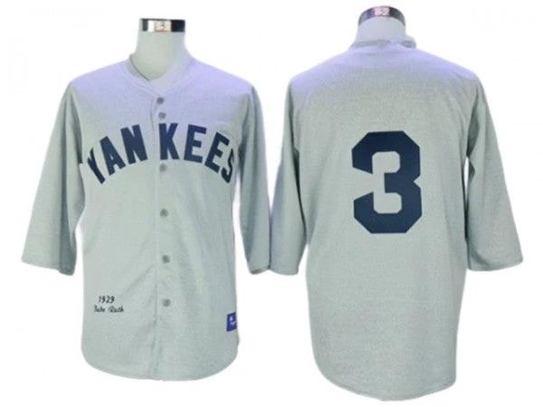 New York Yankees #3 Babe Ruth Gray 1929 Throwback Jersey by My Store