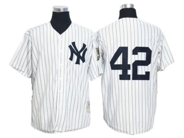 New York Yankees #42 Mariano Rivera White 1995 Throwback Jersey by My Store