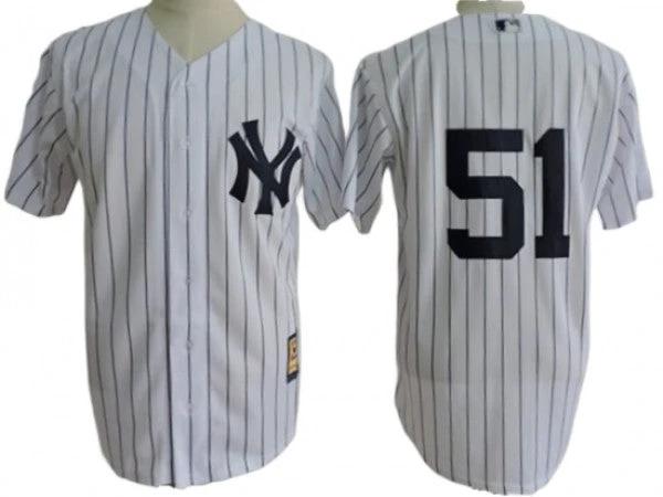 New York Yankees #51 Bernie Williams White Cooperstown Collection Throwback Jersey by My Store