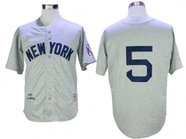 New York Yankees #5 Joe DiMaggio Gray 1939 Road Throwback Jersey by My Store