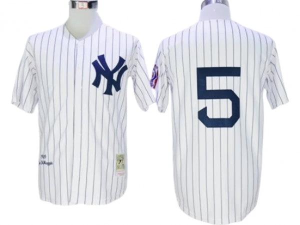 New York Yankees #5 Joe DiMaggio White Throwback Jersey by My Store