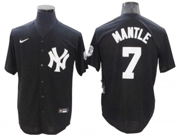 New York Yankees #7 Mickey Mantle Black Fashion Cool Base Jersey by My Store