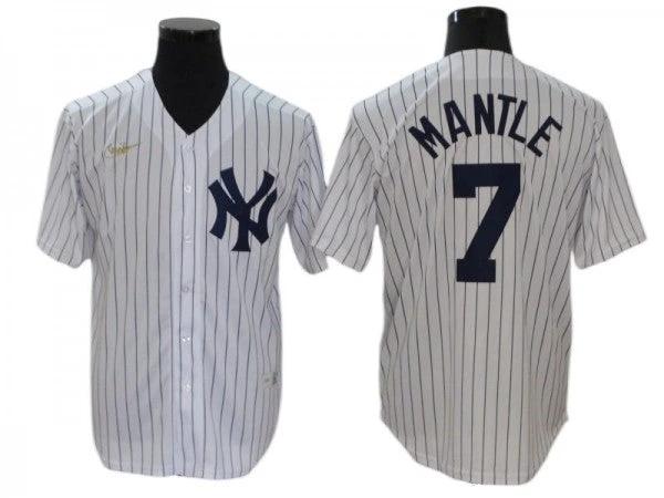 New York Yankees #7 Mickey Mantle White Cooperstown Collection Player Name Jersey by My Store