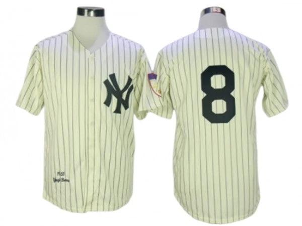 New York Yankees #8 Yogi Berra Cream 1951 Throwback Jersey by My Store