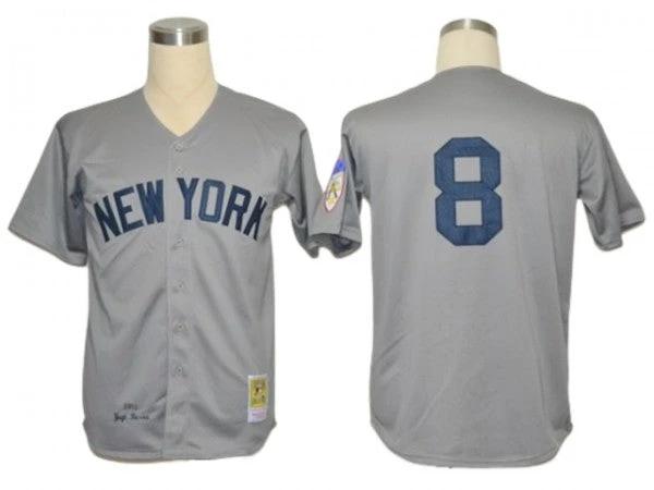 New York Yankees #8 Yogi Berra Gray 1951 Road Throwback Jersey by My Store