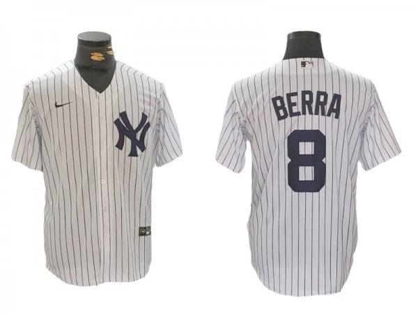 New York Yankees #8 Yogi Berra Home Player Name Jersey - White by My Store