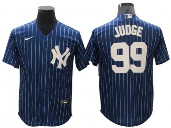 New York Yankees #99 Aaron Judge Blue Pinstripe Cool Base Jersey by My Store