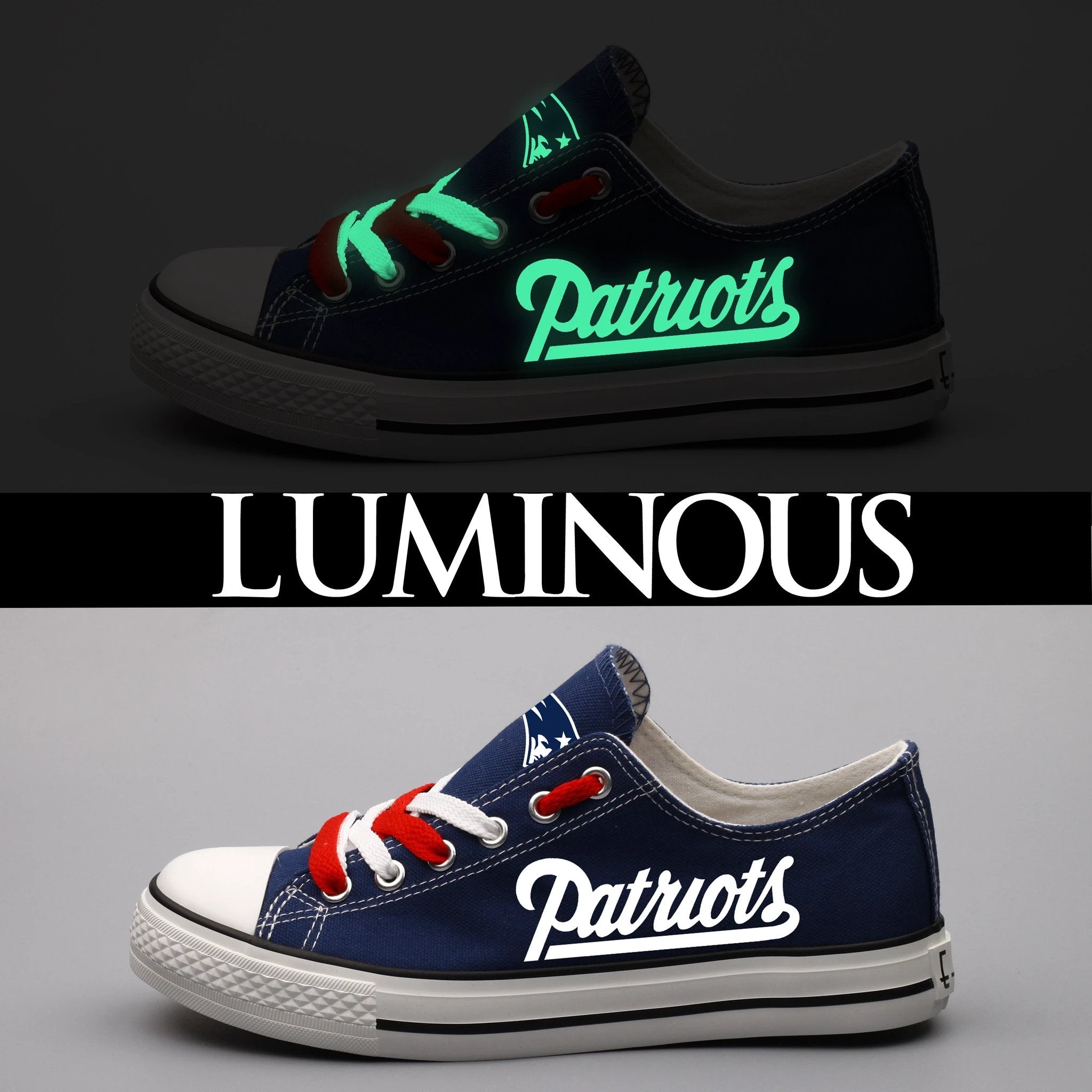 New England Patriots Low Top Canvas Sport Sneakers Shoes For Men Women Fans by Crocs