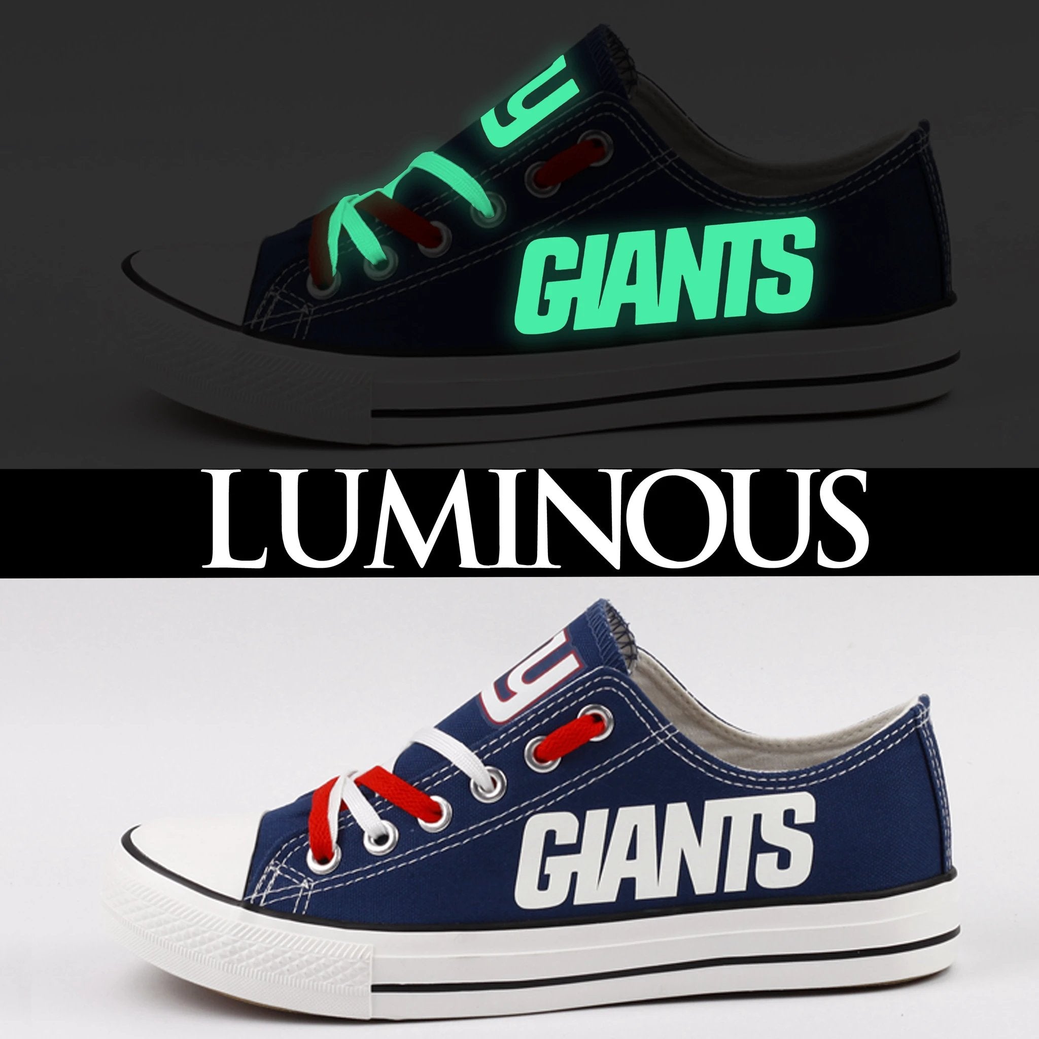 New York Giants Low Top Canvas Sport Sneakers Shoes For Men Women Fans by Crocs