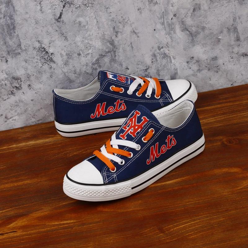New York Mets Limited Print Low Top Canvas Shoes Sport Sneakers For Men Women Fans by Crocs