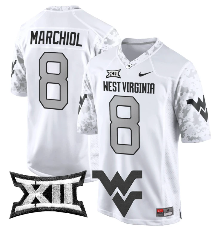 Nicco Marchiol Jersey #8 West Virginia Mountaineers Game Football White by My Store