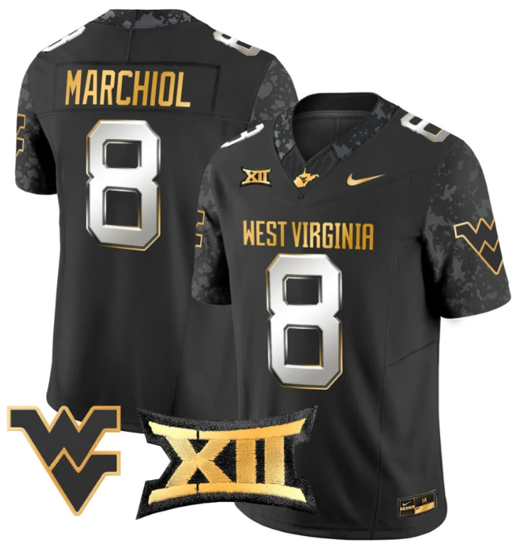 Nicco Marchiol Jersey #8 West Virginia Mountaineers Gold Vapor Football Black Limited by My Store