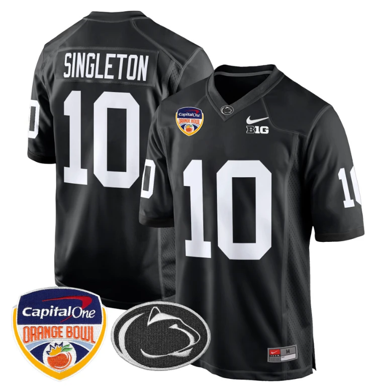 Nicholas Singleton Jersey #10 Custom Penn State Orange Bowl Patch Black by My Store
